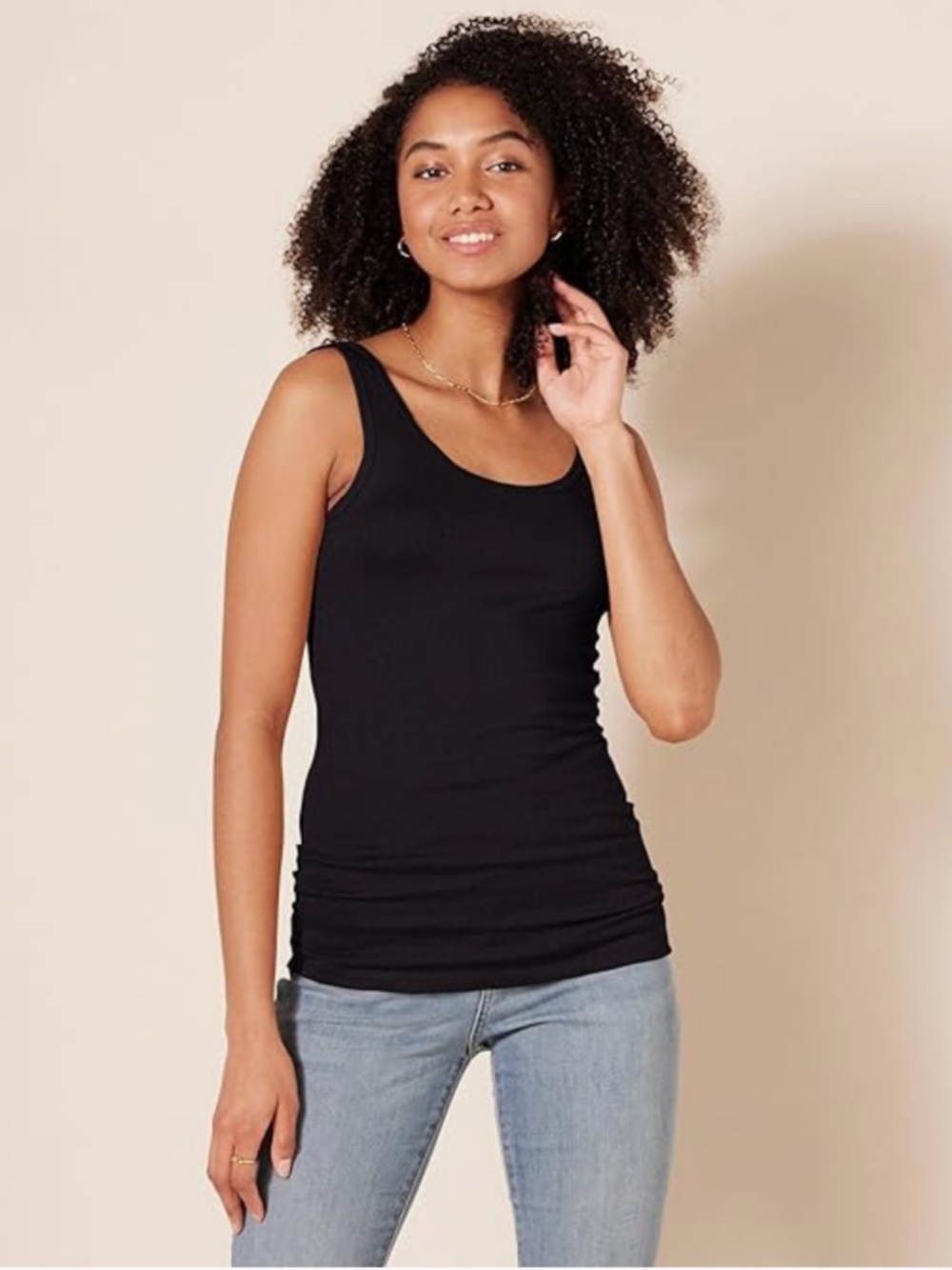 Amazon Essentials Women's Black Slim-Fit Scoop Neck Tank Top, Sz.S